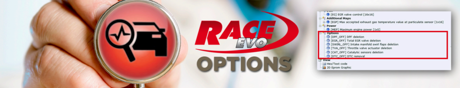 Options Race EVO, fap, dpf, adblue off